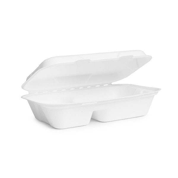 Vegware 9 x 6in 2-comp bagasse clamshell