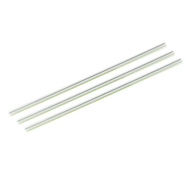 Vegware Jumbo green stripe clear 7mm PLA straw, 8.25in