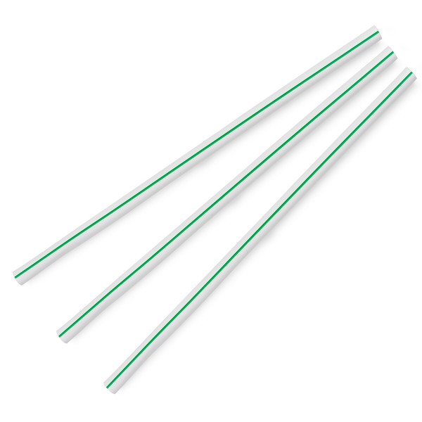 Vegware Jumbo green stripe 7mm ecovio straw, 8.25in